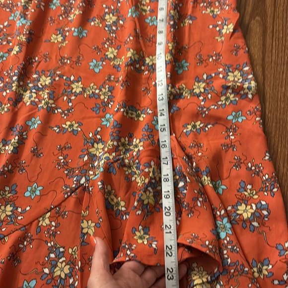 Max Studio floral high low ruffled midi skirt flowy flounce elastic waist large - Picture 8 of 12